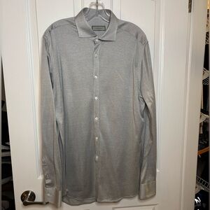 EUC Canali Men’s Light Gray/silver Cotton Button Down Shirt size XL